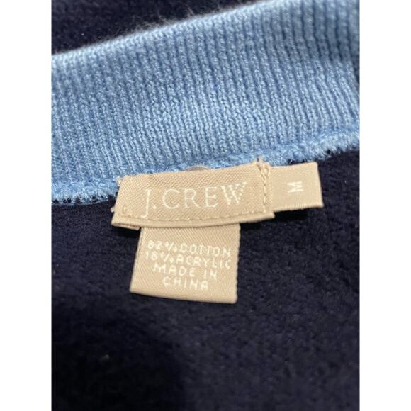 J. Crew Full Zip Sweater Boy's Size Medium Long Sleeve Colorblock Blue Pockets - Picture 2 of 10